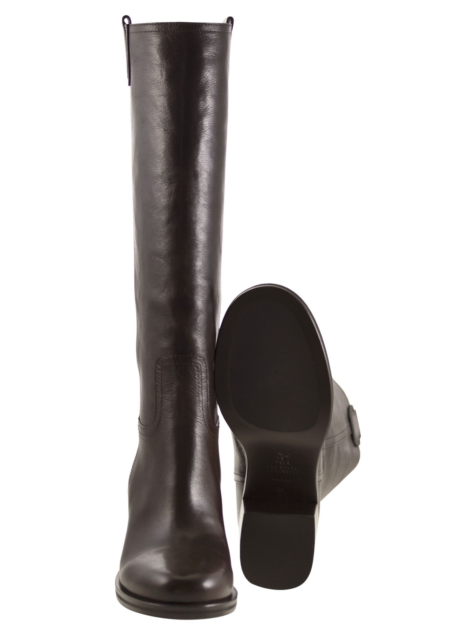 Brunello Cucinelli Leather Knee-high Boots In Black