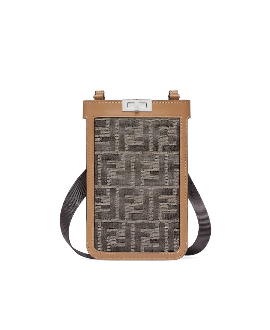 Shop Fendi Brown Fabric Phone Case In Black