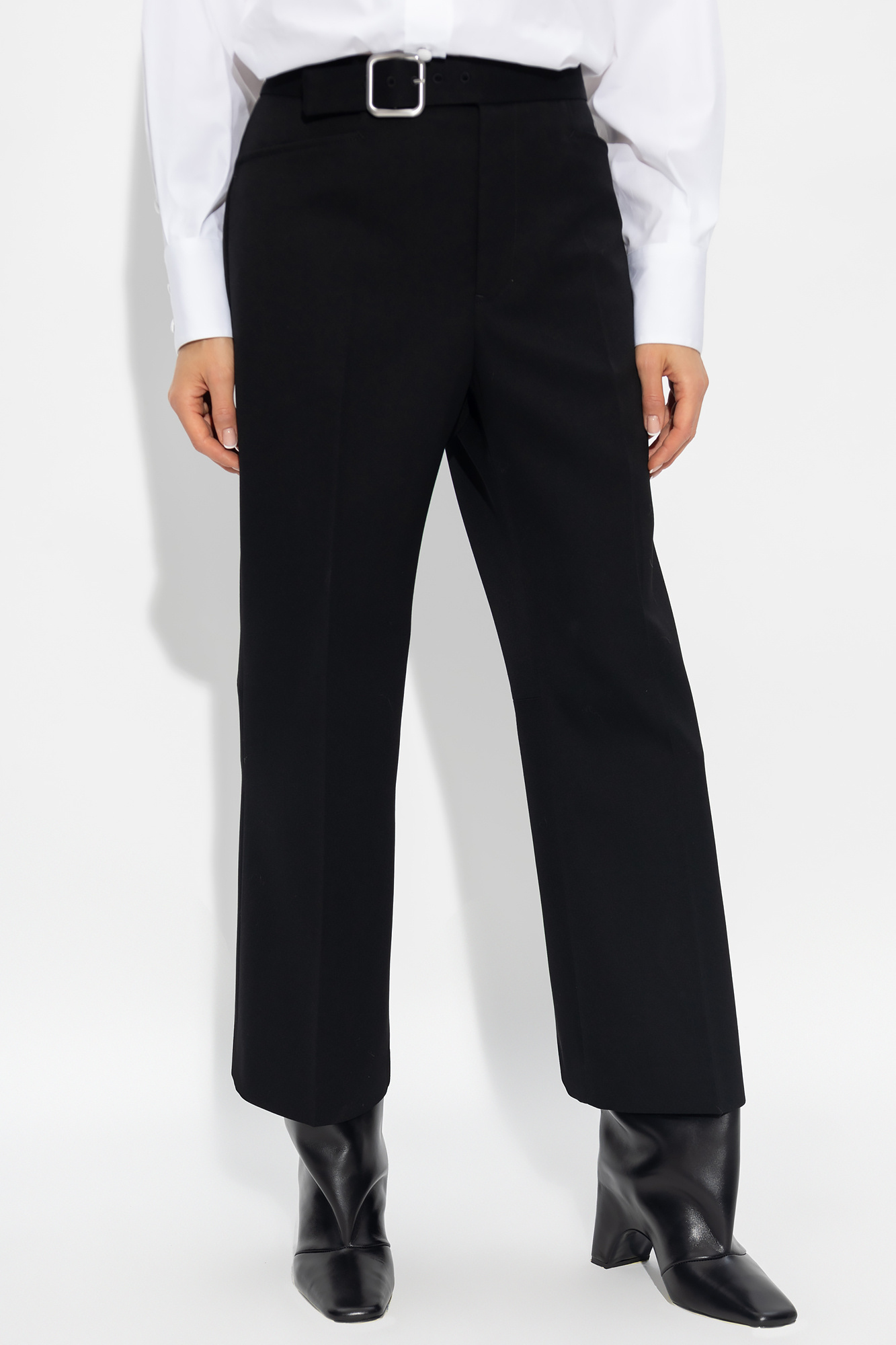 Jil Sander Cropped Pant Flared Hem In Black