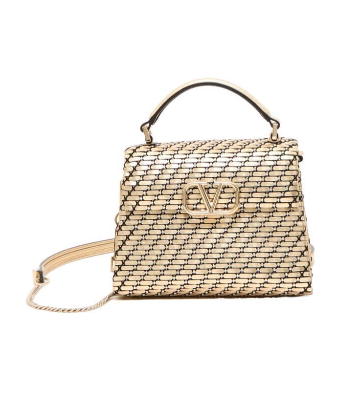 Shop Valentino Garavani Mini Vsling Woven Handbag In Nude