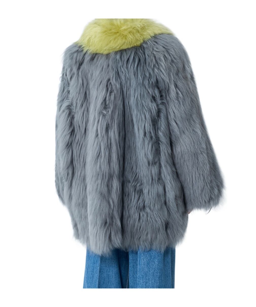 Marni Long Sleeved Shearling Short Jacket In Blue