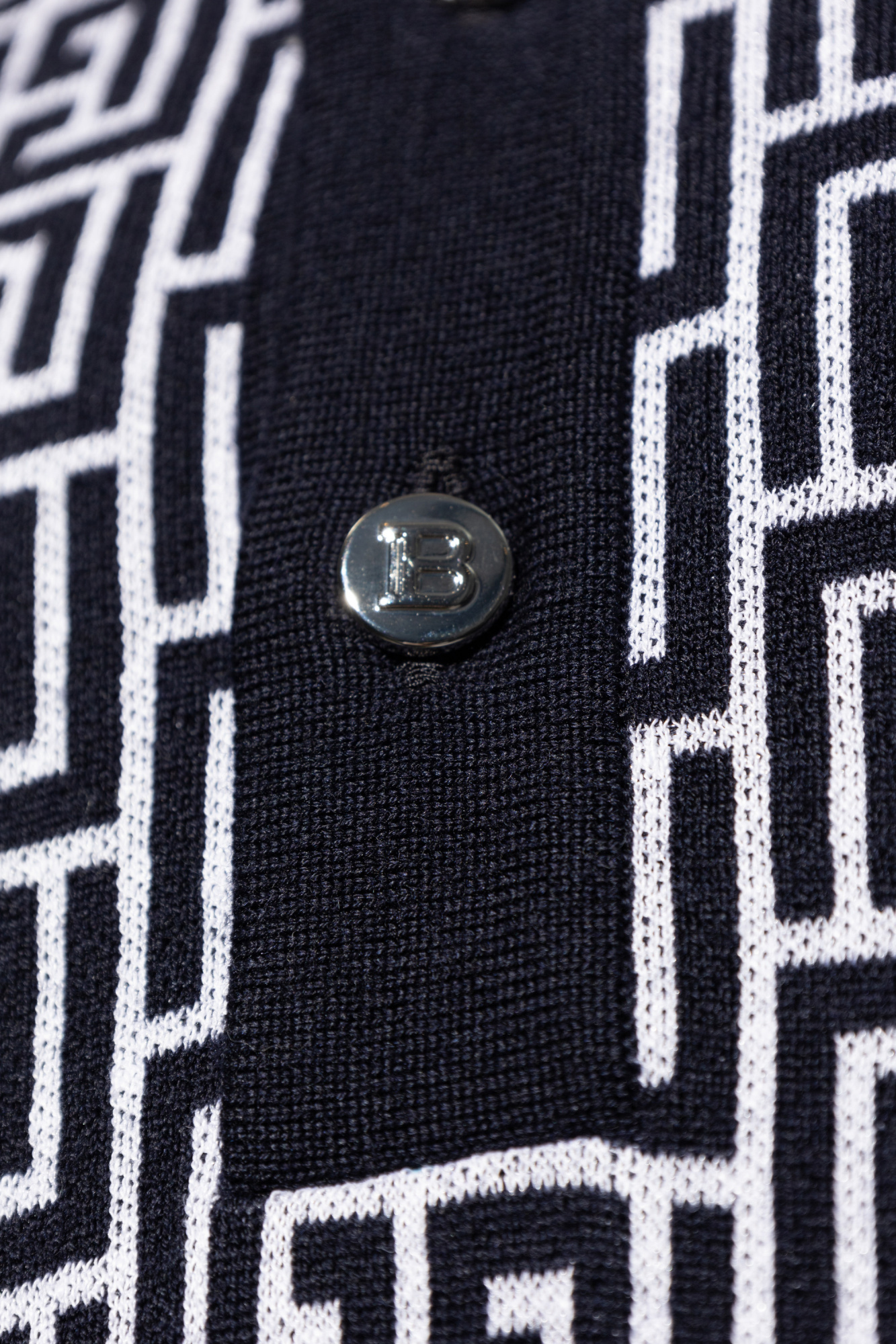 Balmain Monogram Pattern Polo With Classic Collar In Black