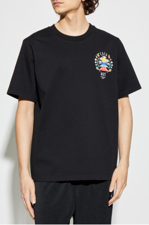 Casablanca Casa Way Mountain Printed Organic Cotton-jersey T-shirt In Black