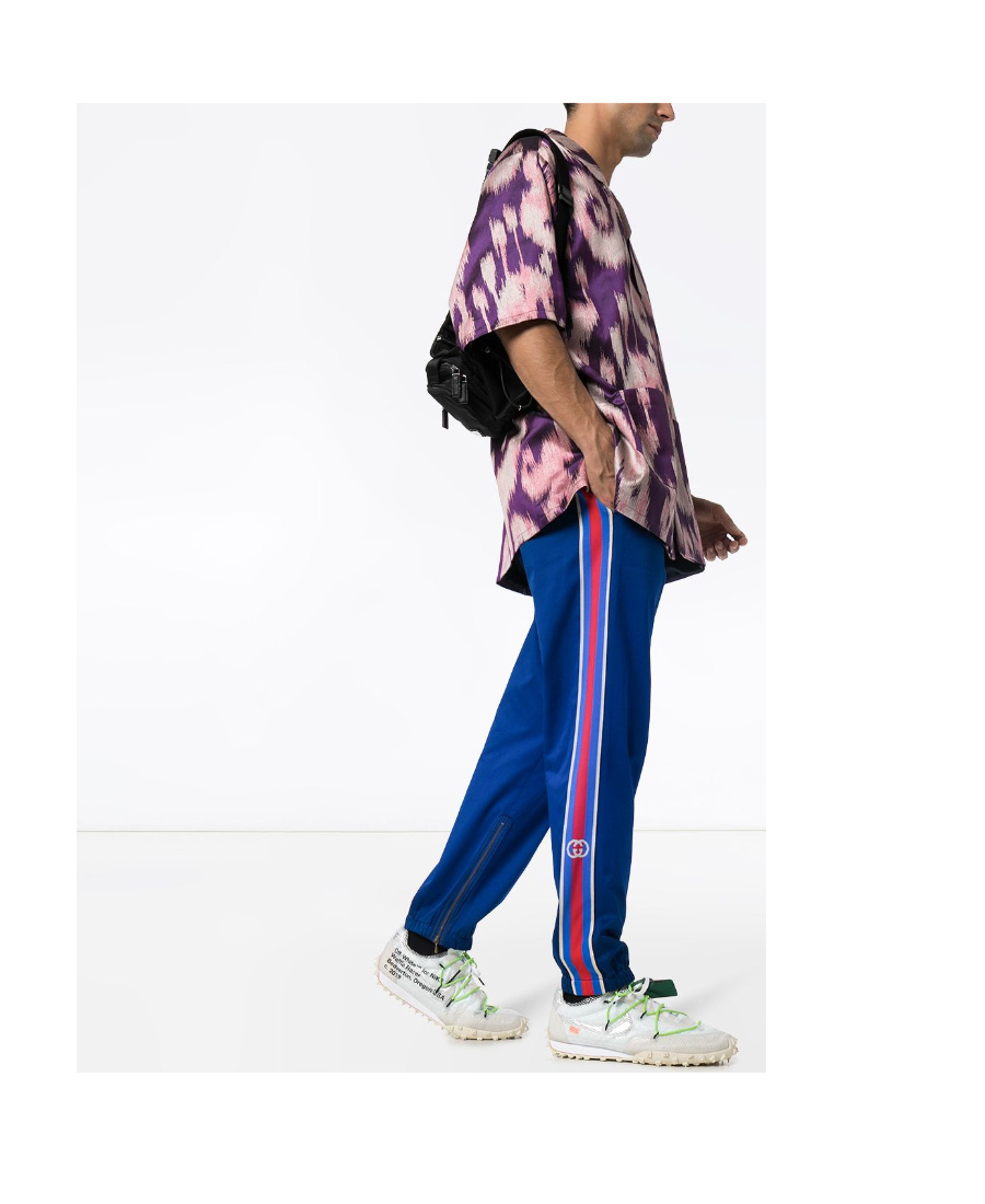 Gucci Side-stripe Track Pants In Blue
