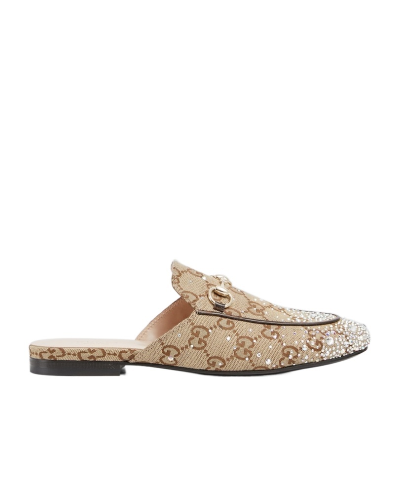Gucci Princetown Gg Canvas Bit Loafer Mules In Nude