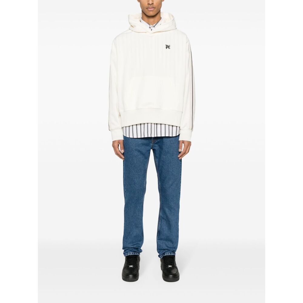 Palm Angels Monogram Embroidered Hooded Sweatshirt In White