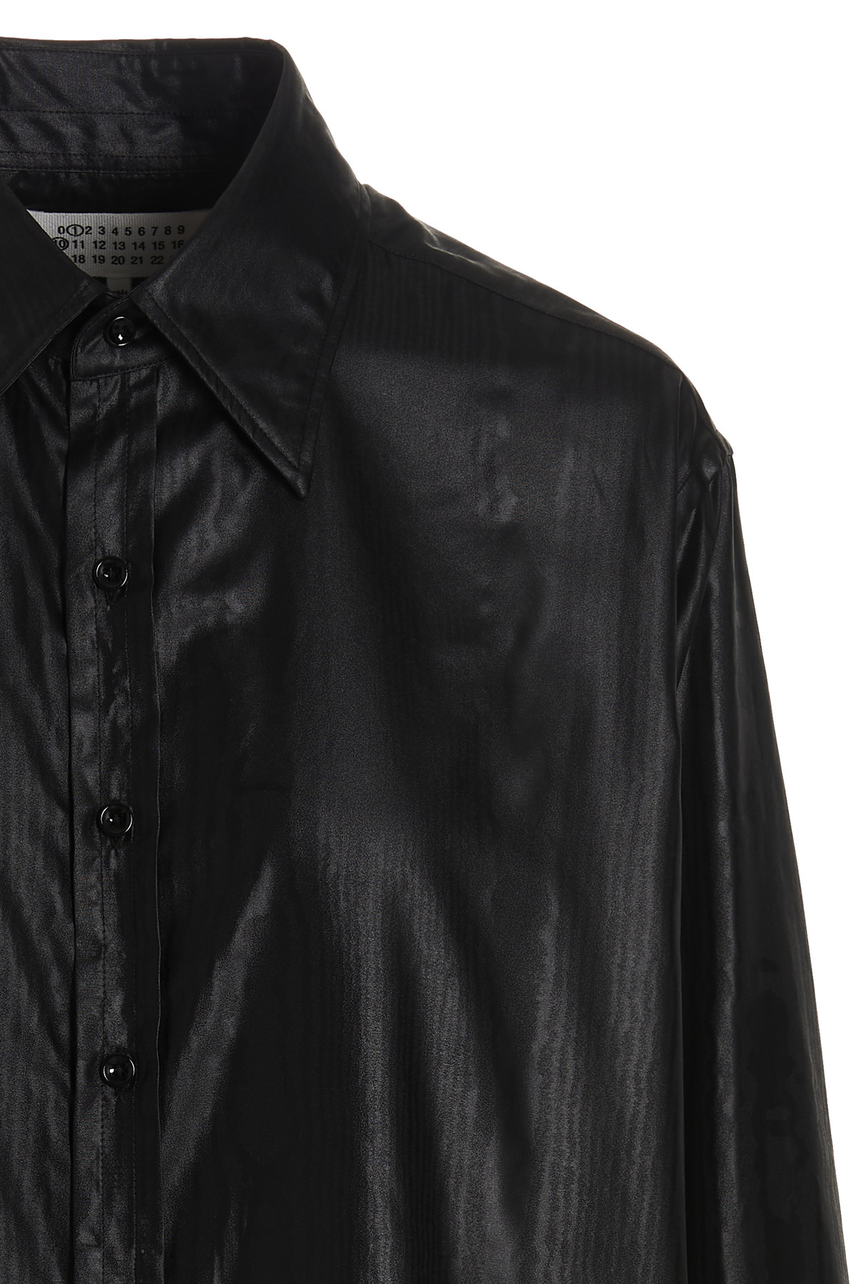 Maison Margiela Longline Faux-leather Shirt In Black
