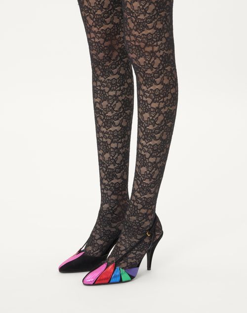 Valentino Garavani Women Foliefoliage Slingback Pumps In Black/multicolor