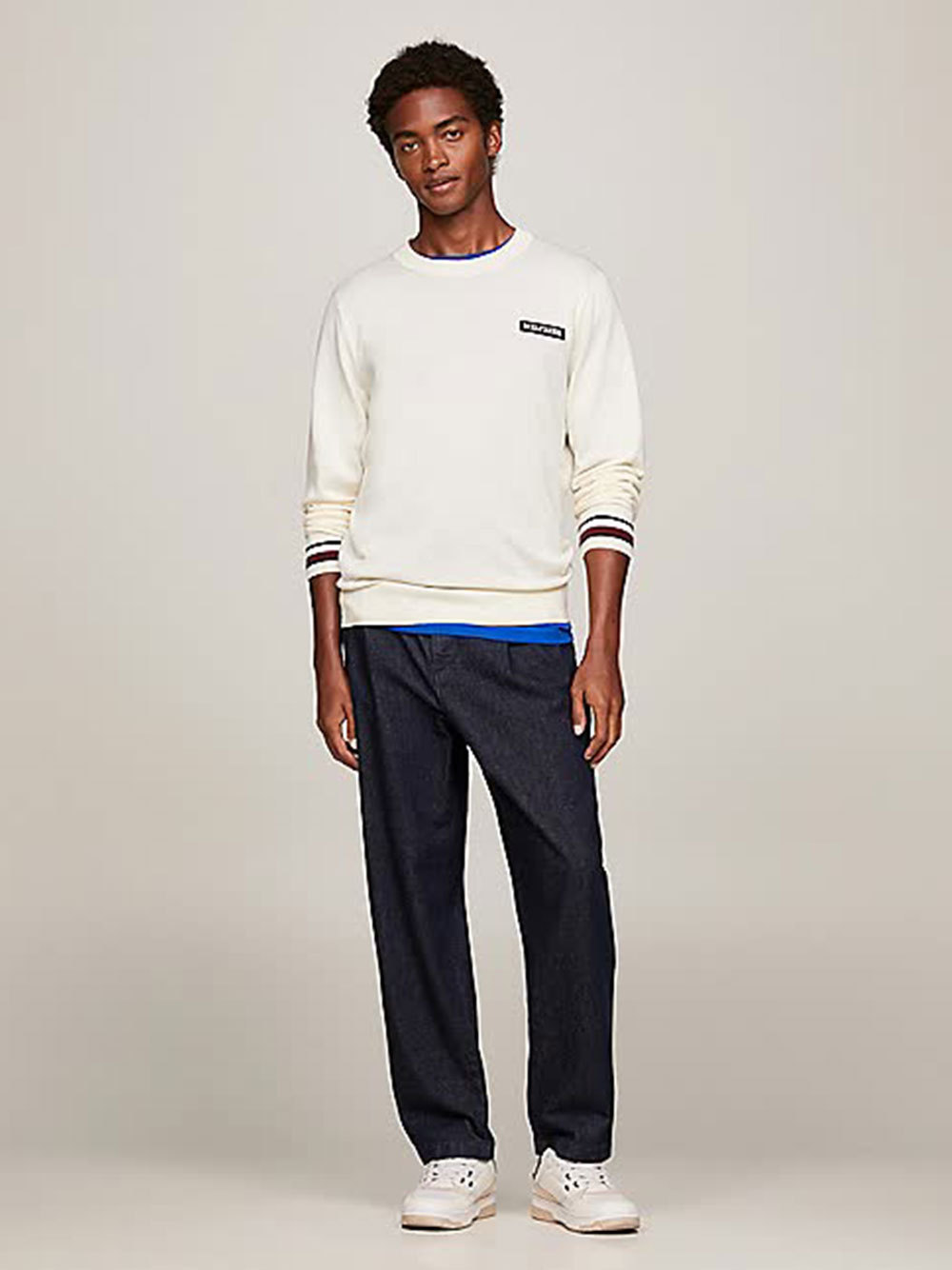 Tommy Hilfiger Global Stripe Pullover With Logo In White