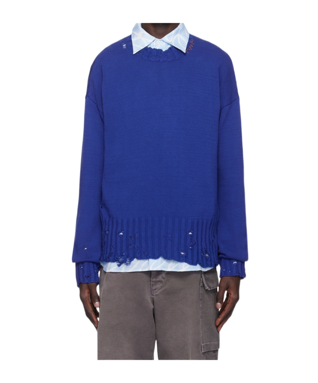 Marni Blue Twisted Crewneck Sweater In Blue