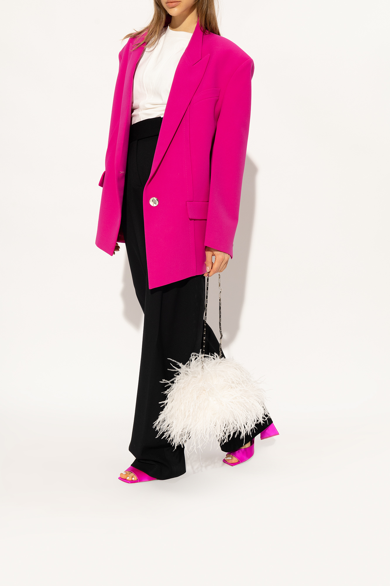 Attico Fuchsia Piper Satin Heel Sandals In Pink