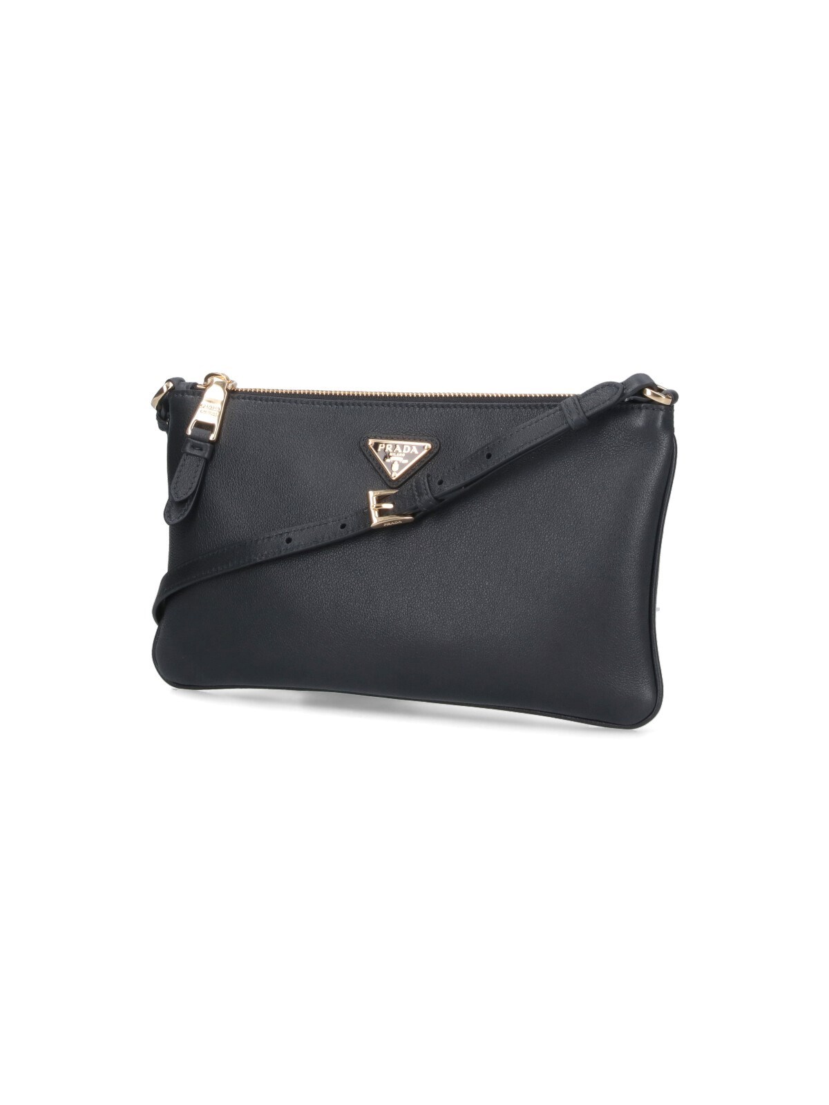 Prada Triangle-logo Shoulder Bag In Black