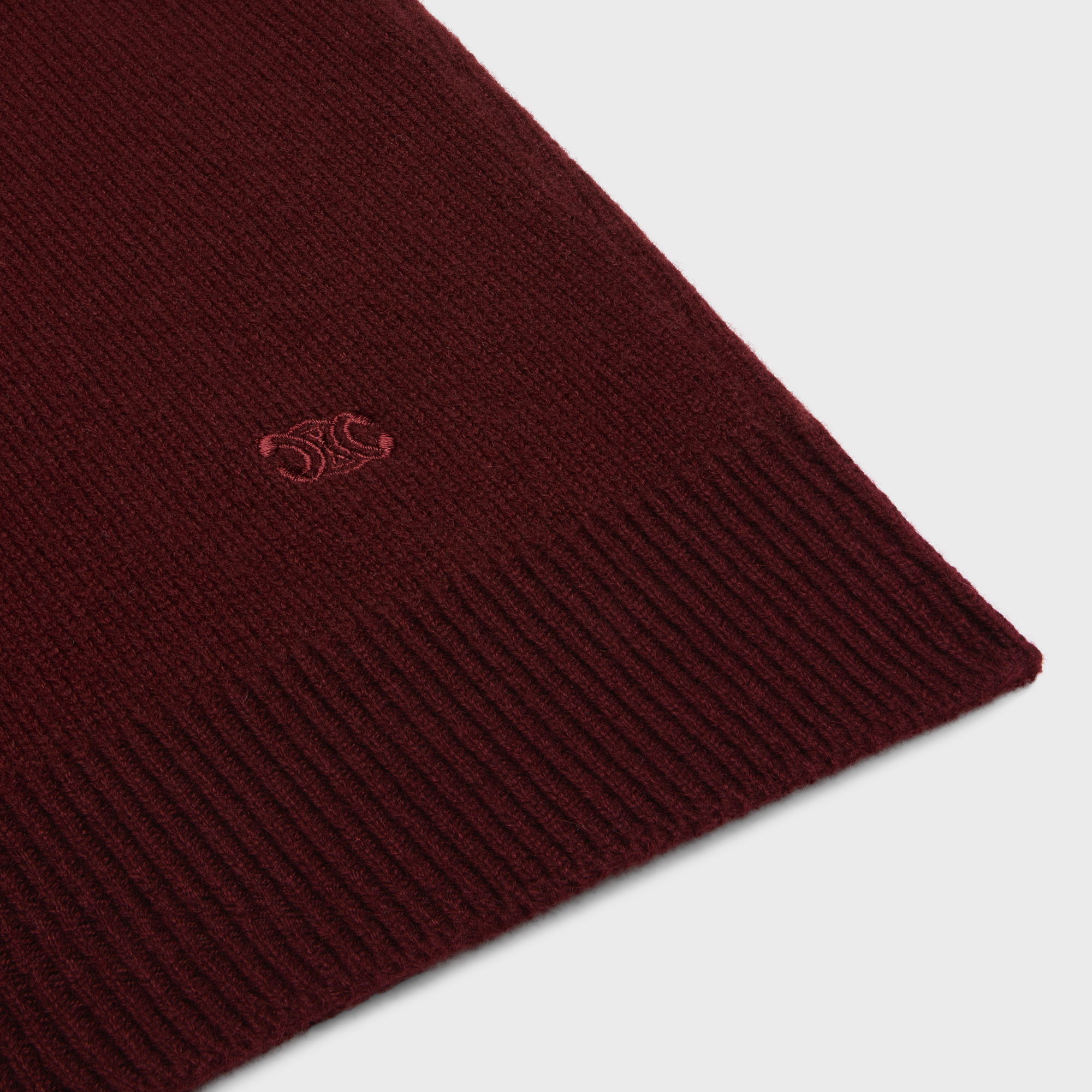 Celine Cashmere Sweater With Tonal Embroidered Design In Maroon