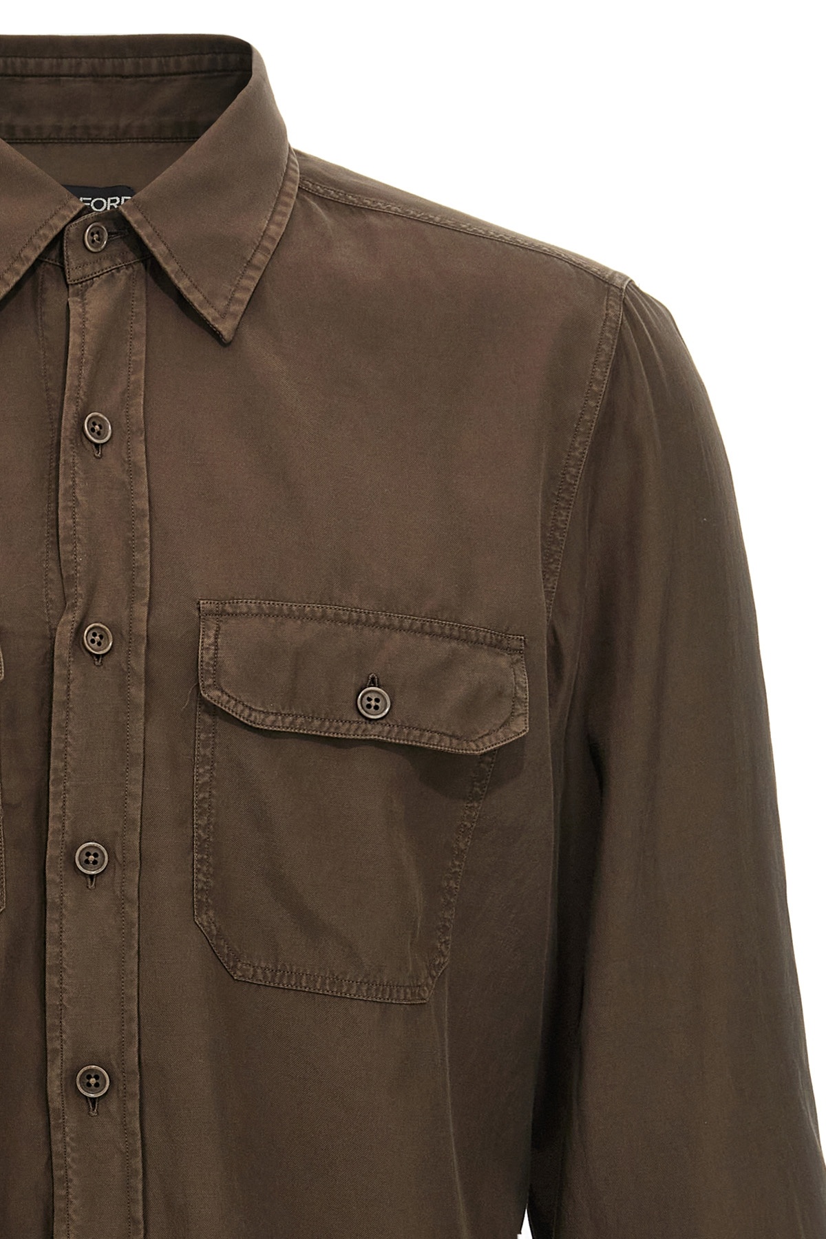 Shop Tom Ford Twill Shirt In Green