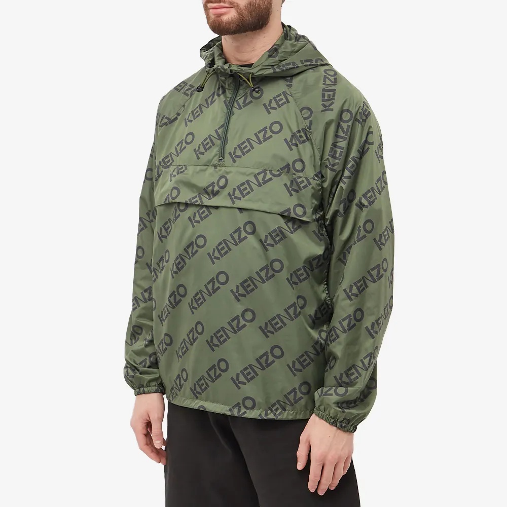 Kenzo Initials Hooded Jacket Drawstring Hem In Green