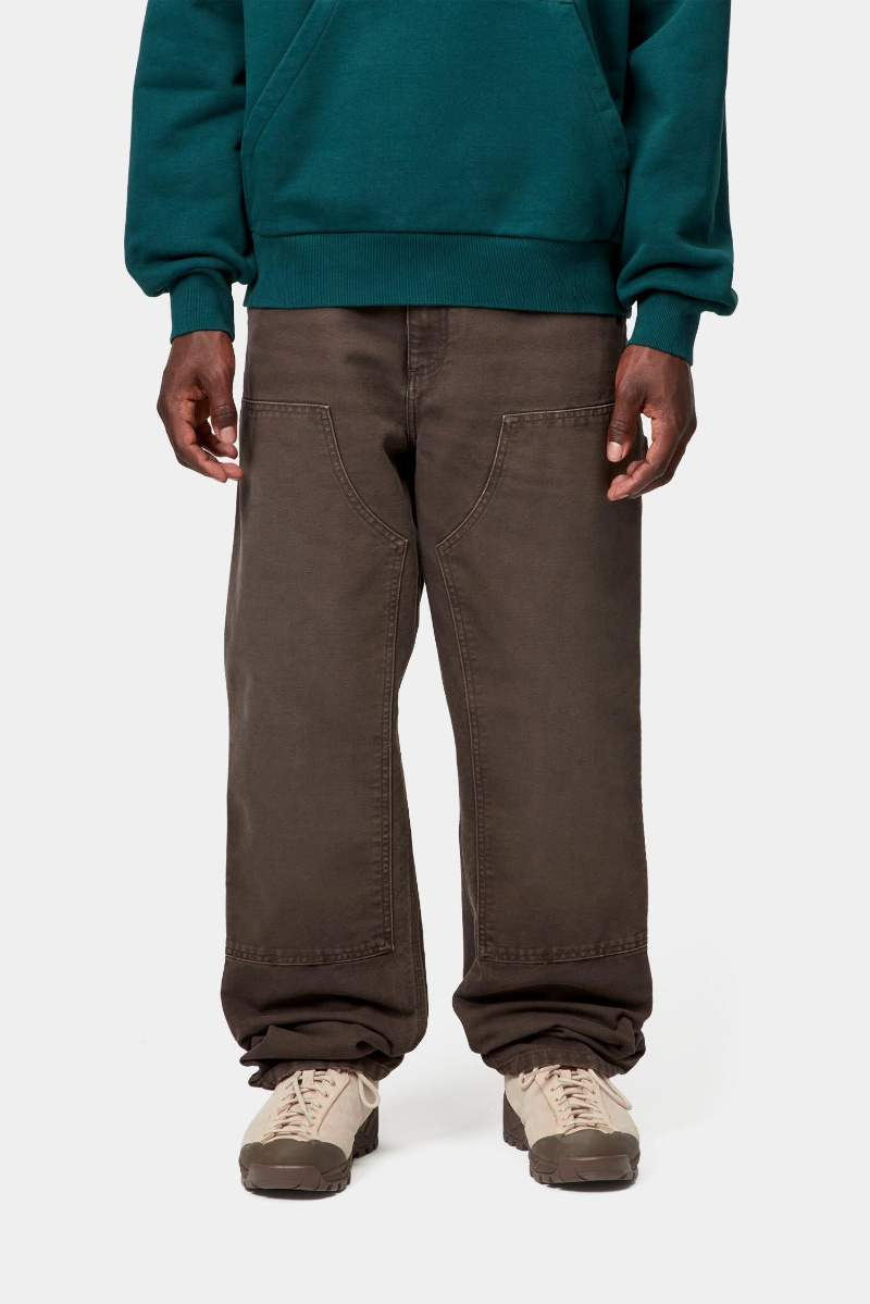 Carhartt Double Knee Wide-leg Organic Cotton-canvas Carpenter Trousers In Brown