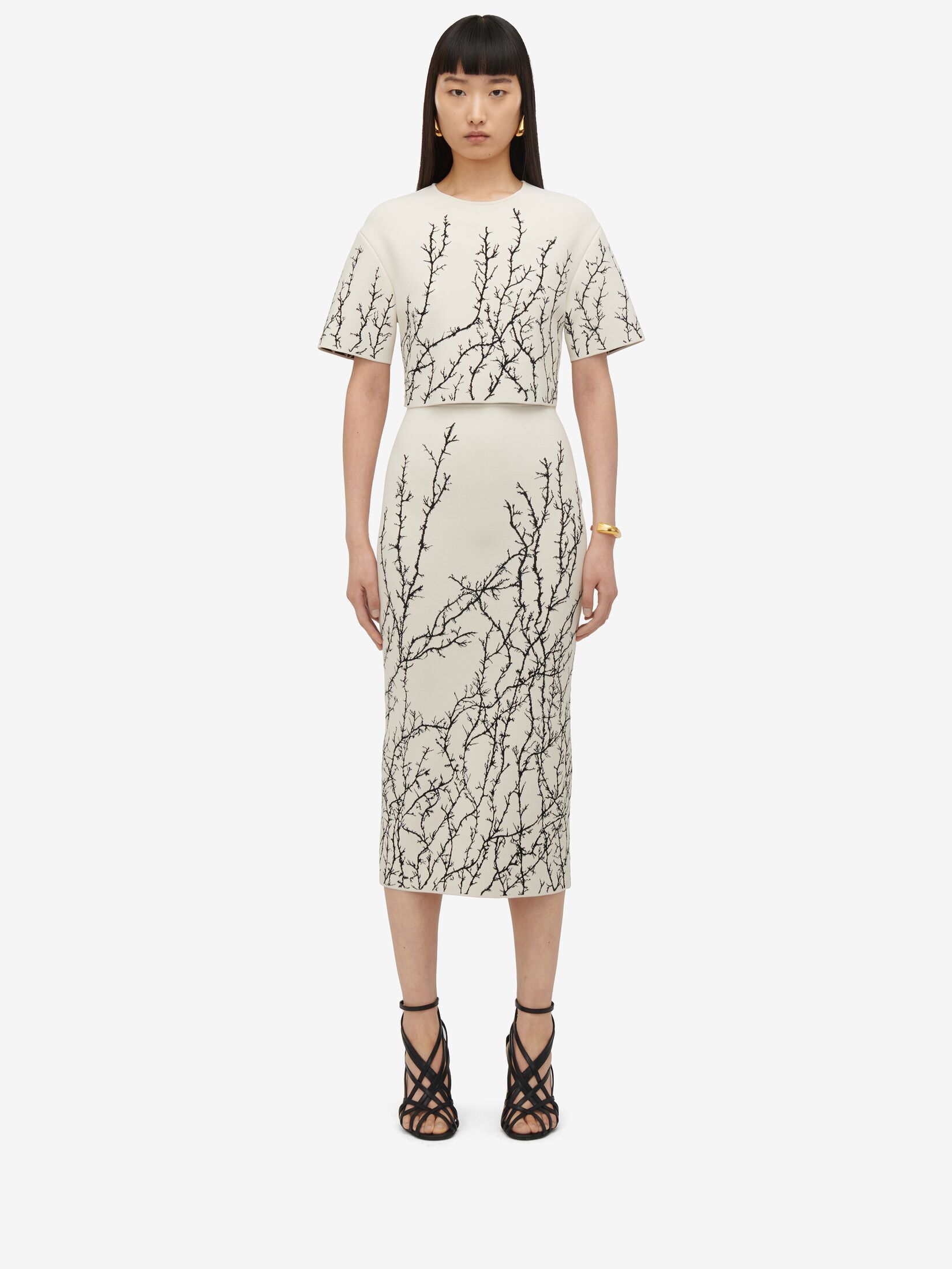 Shop Alexander Mcqueen Graphic-print Pencil Skirt In White