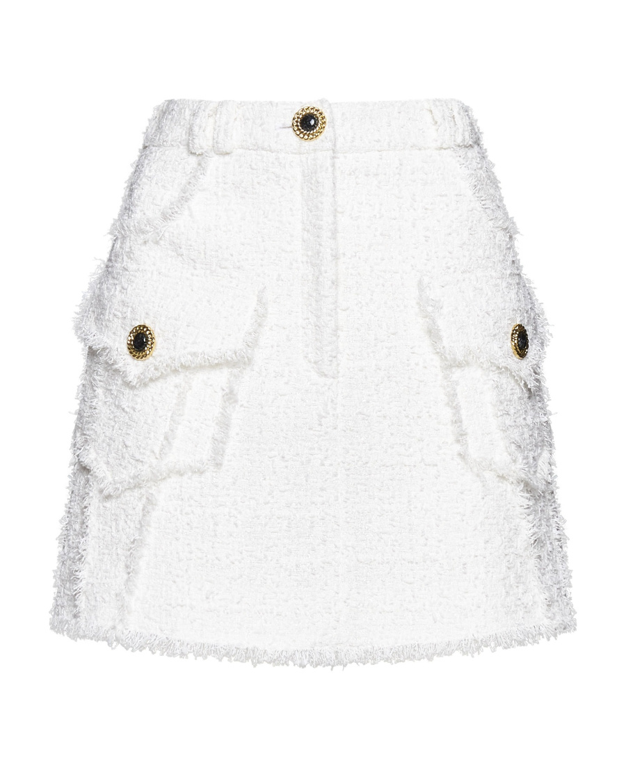 Balmain Cotton-blend Weed Miniskirt In White