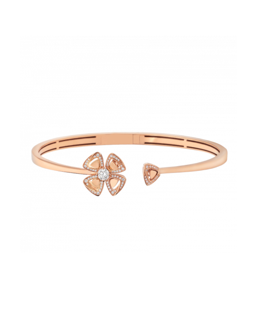 Bvlgari Fiorever 18ct Rose-gold And Diamond Bracelet In Yellow