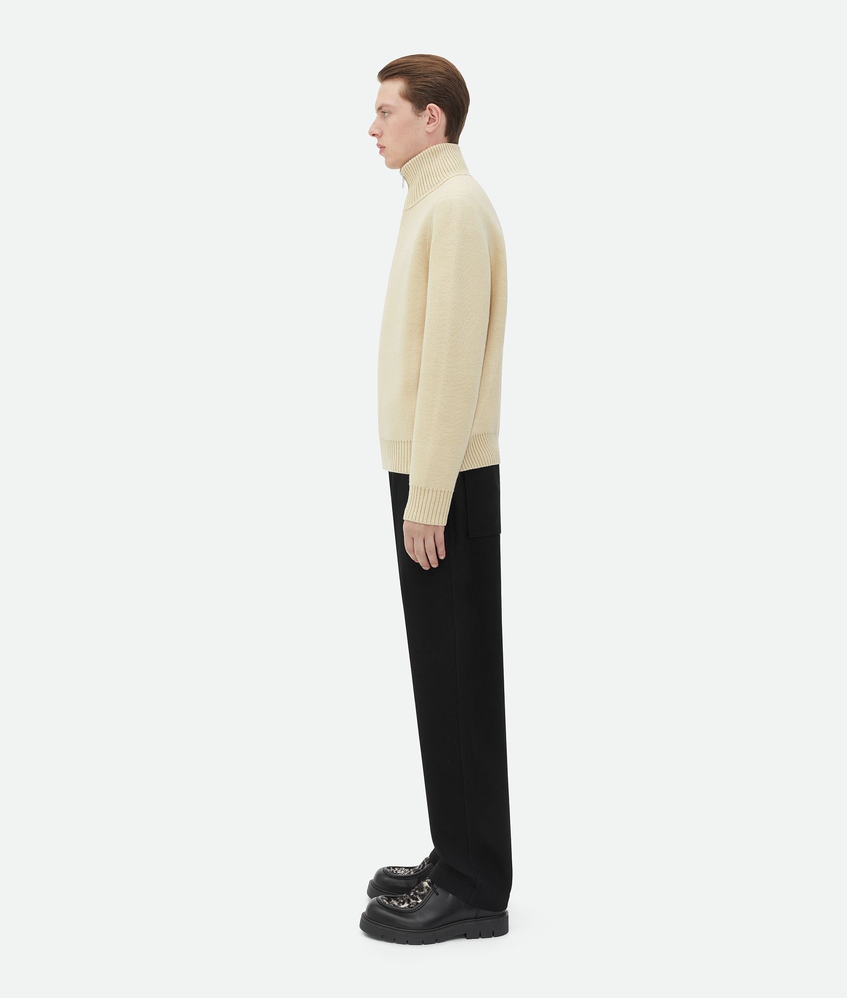 Bottega Veneta Wool Half-zip Sweater In Yellow