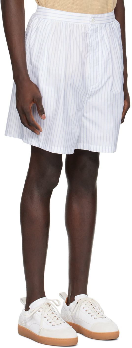 Hed Mayner White Striped Shorts In White