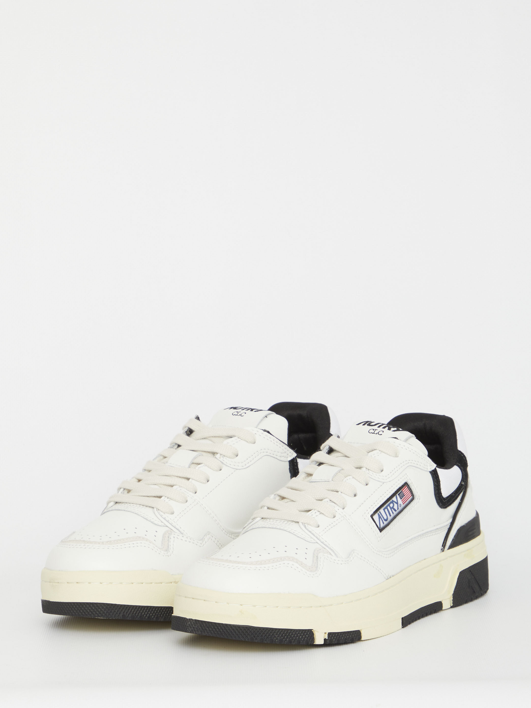 Autry White Low Top Sneakers With Black Details And Logo Patch In Leather And Suede Man In White