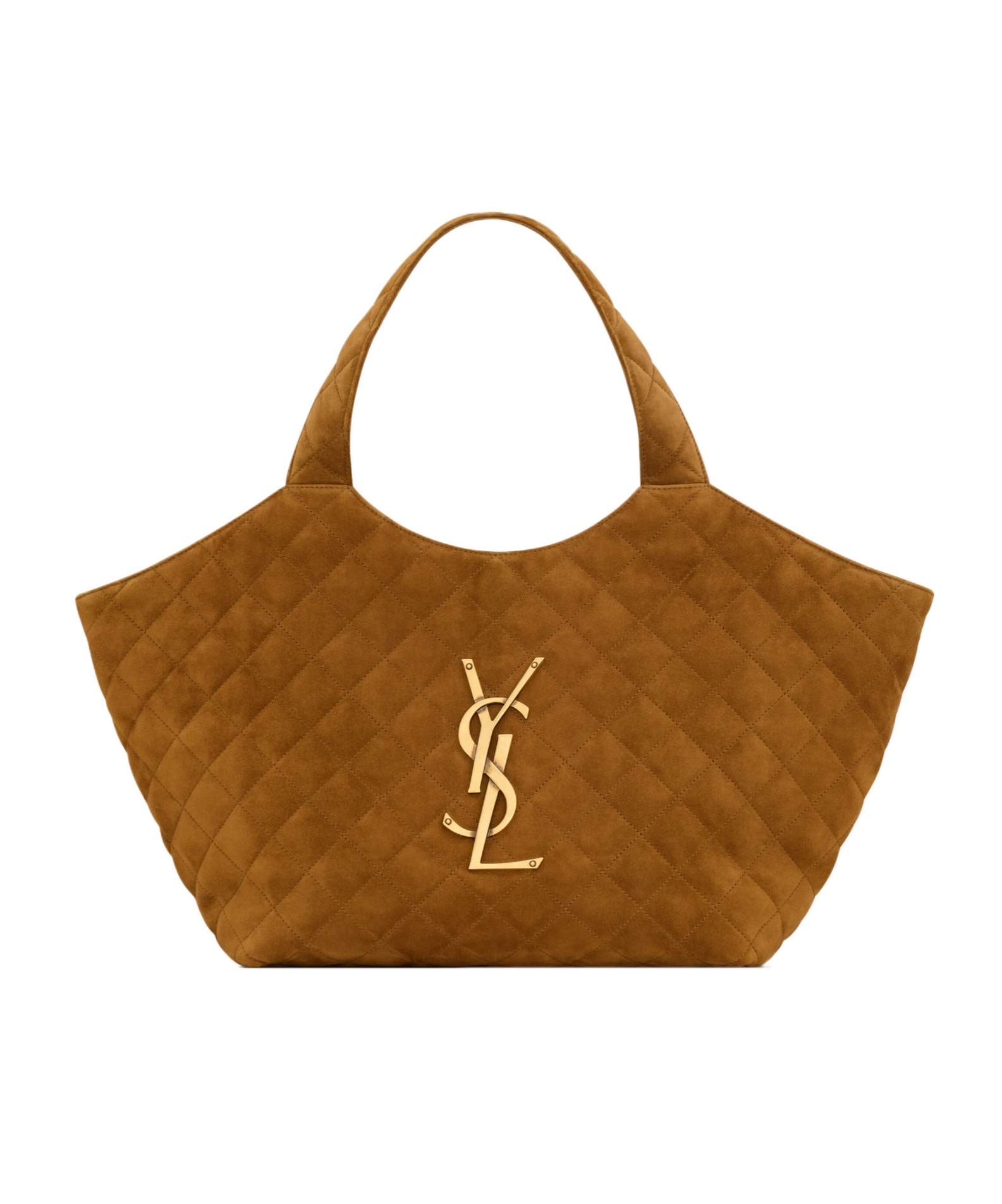 Saint Laurent Icare Medium Quilted Suede In Brown