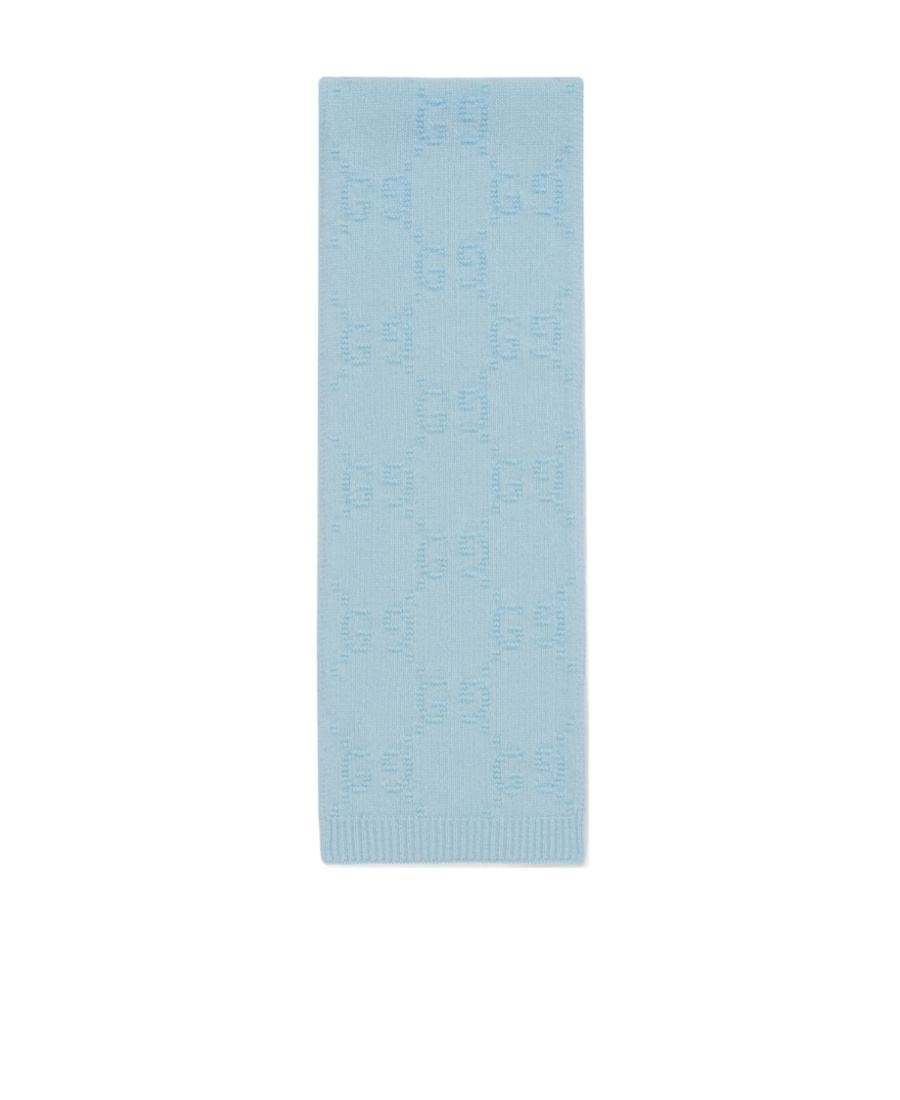 Gucci Wool Knit Scarf In Blue