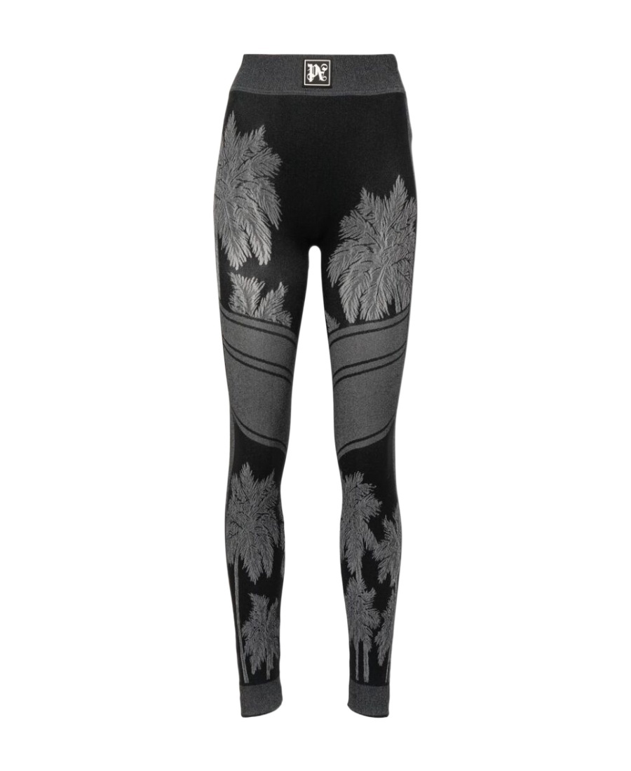 Palm Angels Palm Printed High Waist Ski Leggings In Black