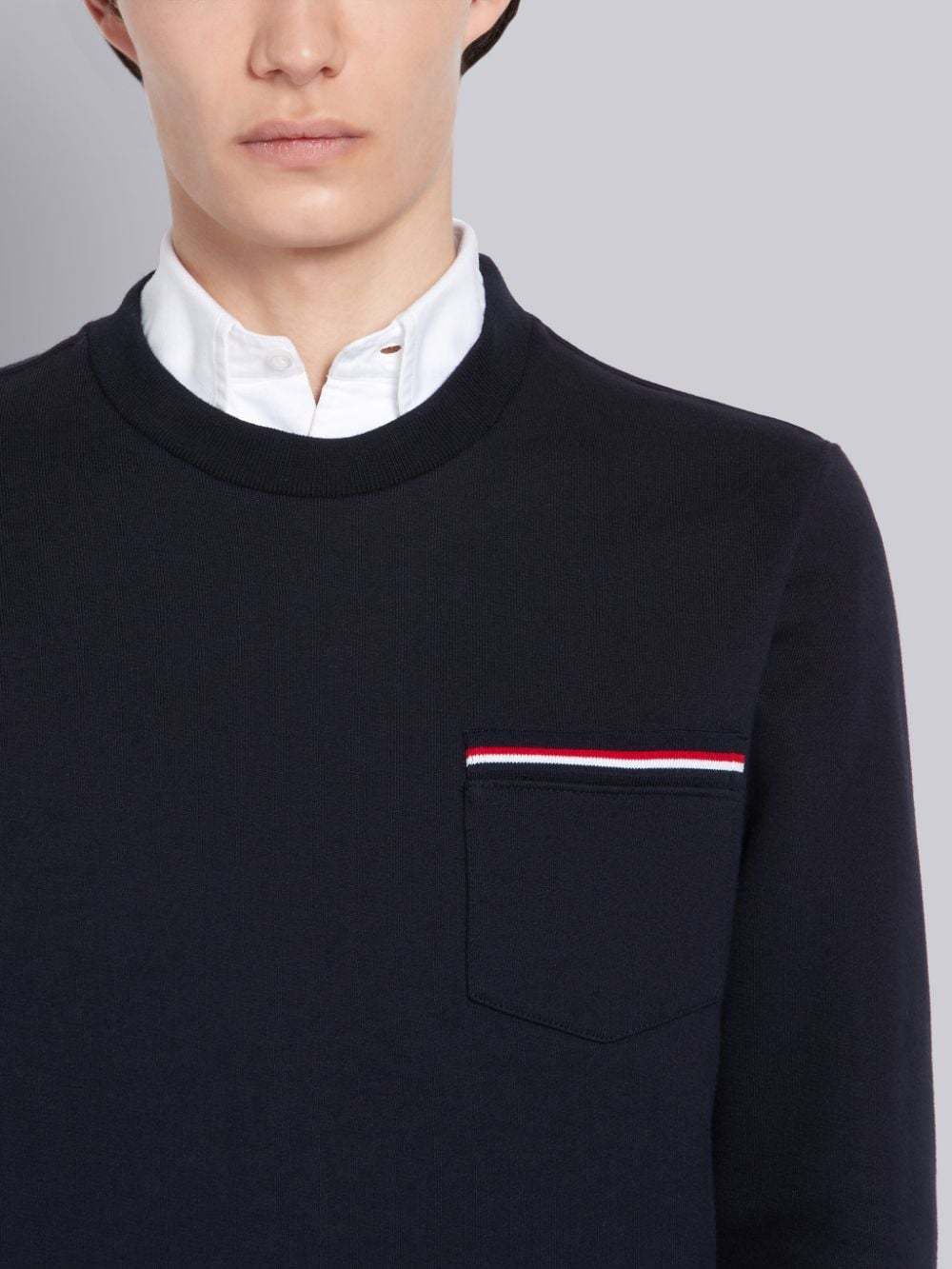 Shop Thom Browne Loopback Stripe Pocket Sweatshirt In Black