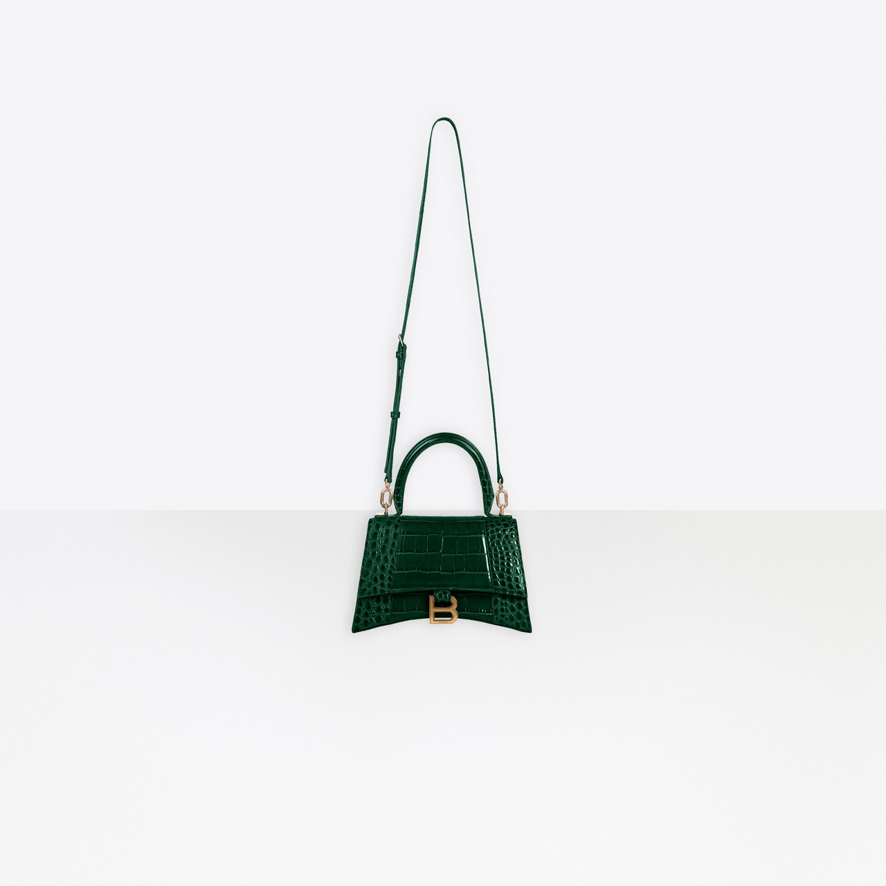 Balenciaga Borsetta Hourglass Xs Con Lavorazione Coccodrillo Da Donna In Verde In Green