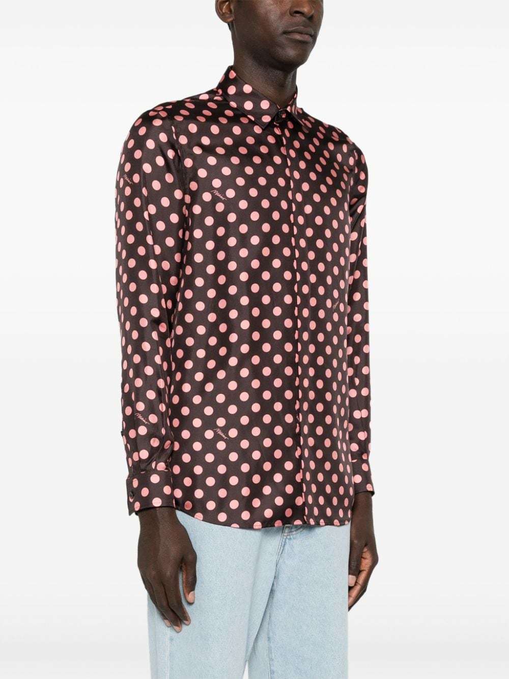 Moschino Polka-dot Silk Shirt In Black