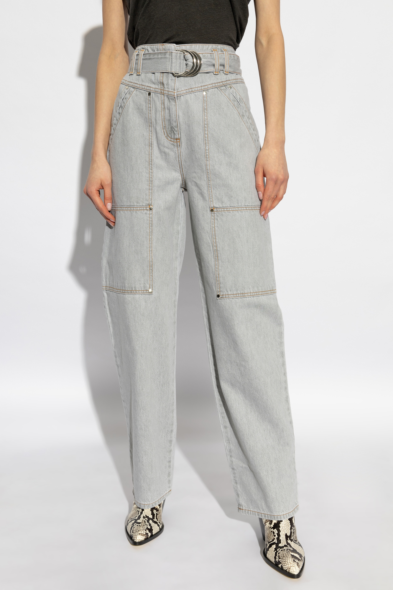Shop Iro Belt-loop Jeans In Gray