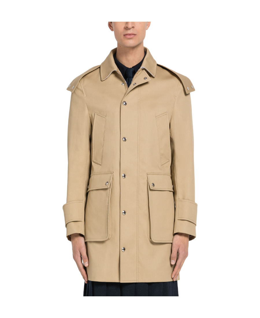 Thom Browne Rwb-stripe Parka Coat In Nude