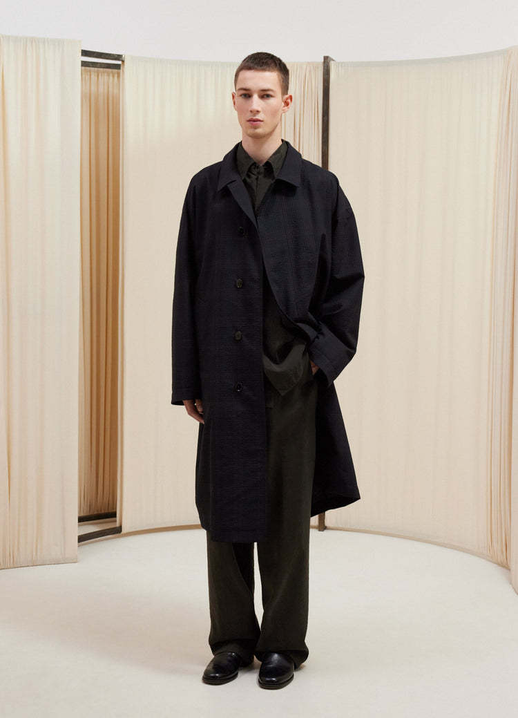 Lemaire Checked Oversize Coat In Black