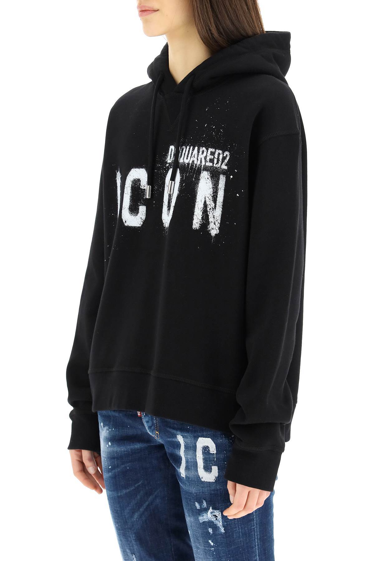 Dsquared2 Spray-paint Icon Print Hoodie In Black