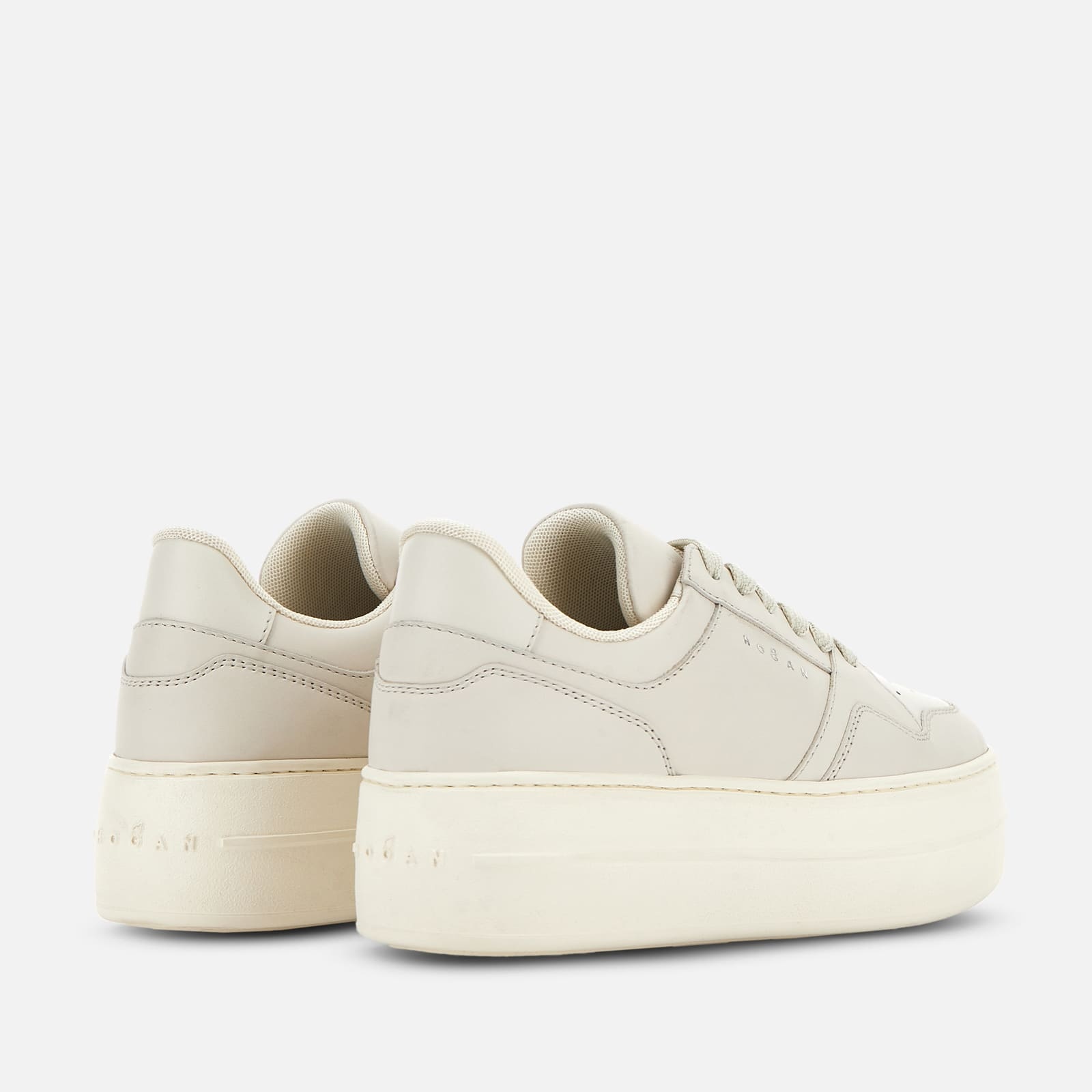 Hogan Calfskin Sneakers With Panel Design And Embossed Tongue In White