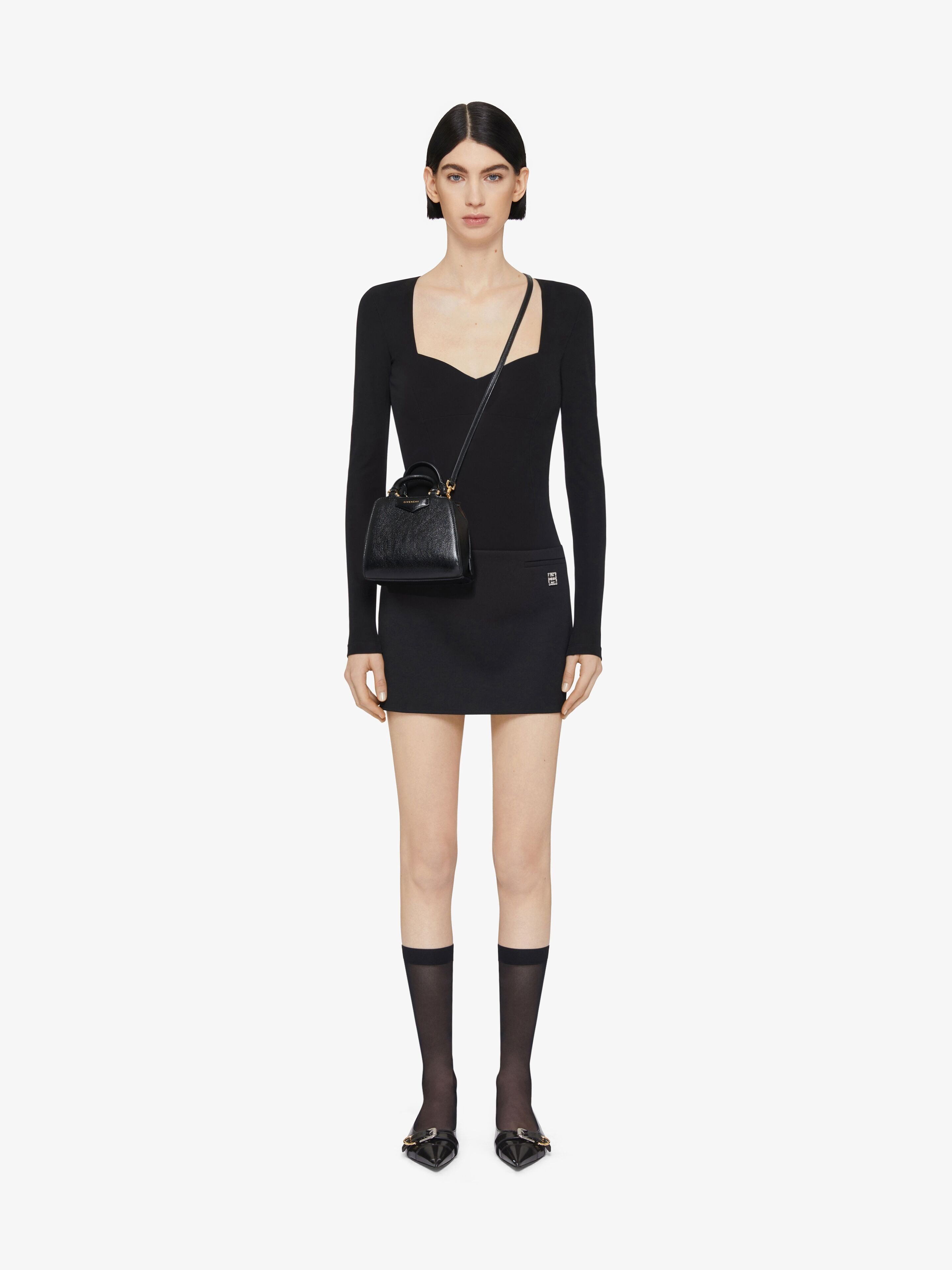 Shop Givenchy Micro Antigona Cube Bag In Leather In Black