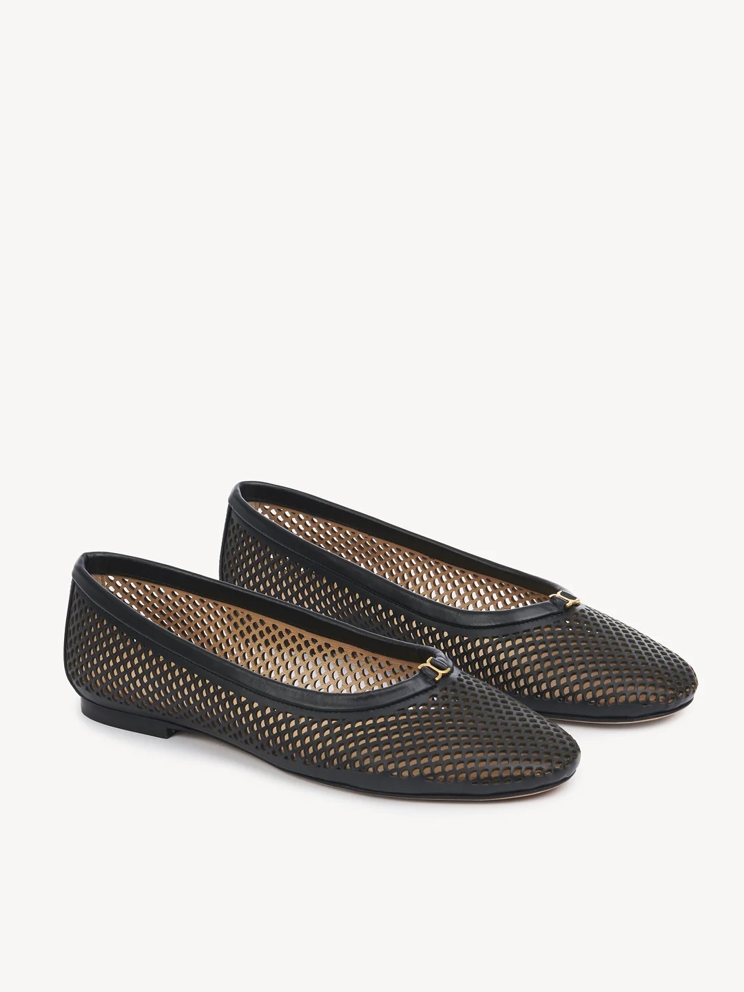 Chloé Marcie Leather Net Ballerina Flats In Black