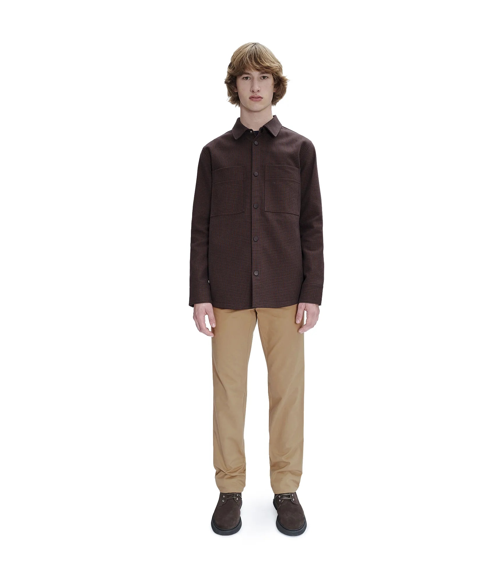 Apc Checked Cotton Shirt Jacket In Brown