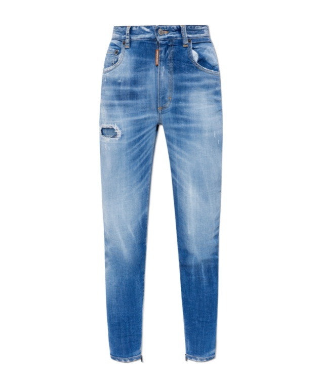 Shop Dsquared2 Logo Patch Jeans In Blue
