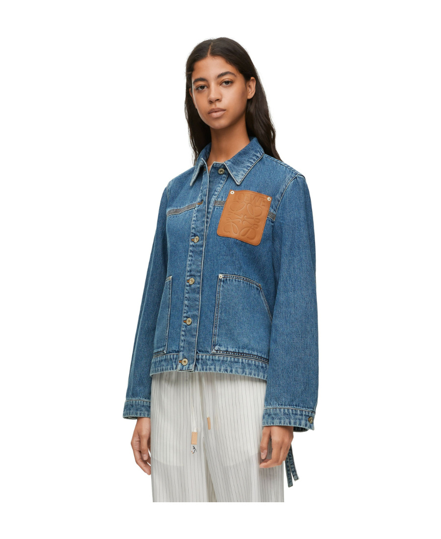 Loewe Womens Jeans Blue Workwear Cotton And Linen-blend Jacket In Blue