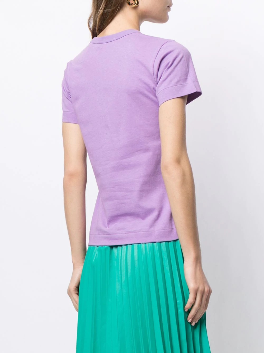 Comme Des Garçons Play Embroidered-logo Cotton T-shirt In Purple