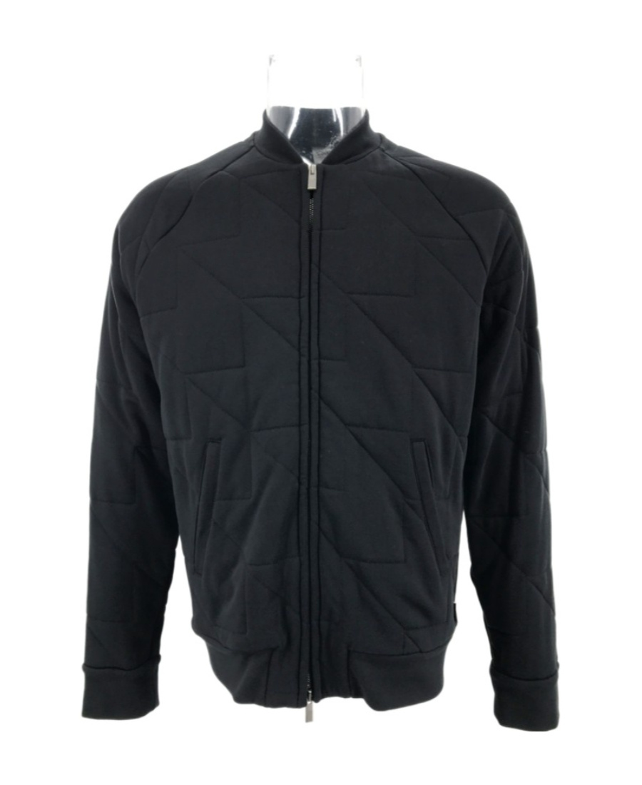 Armani Collezioni Long-sleeved Zipper Casual Jacket In Black