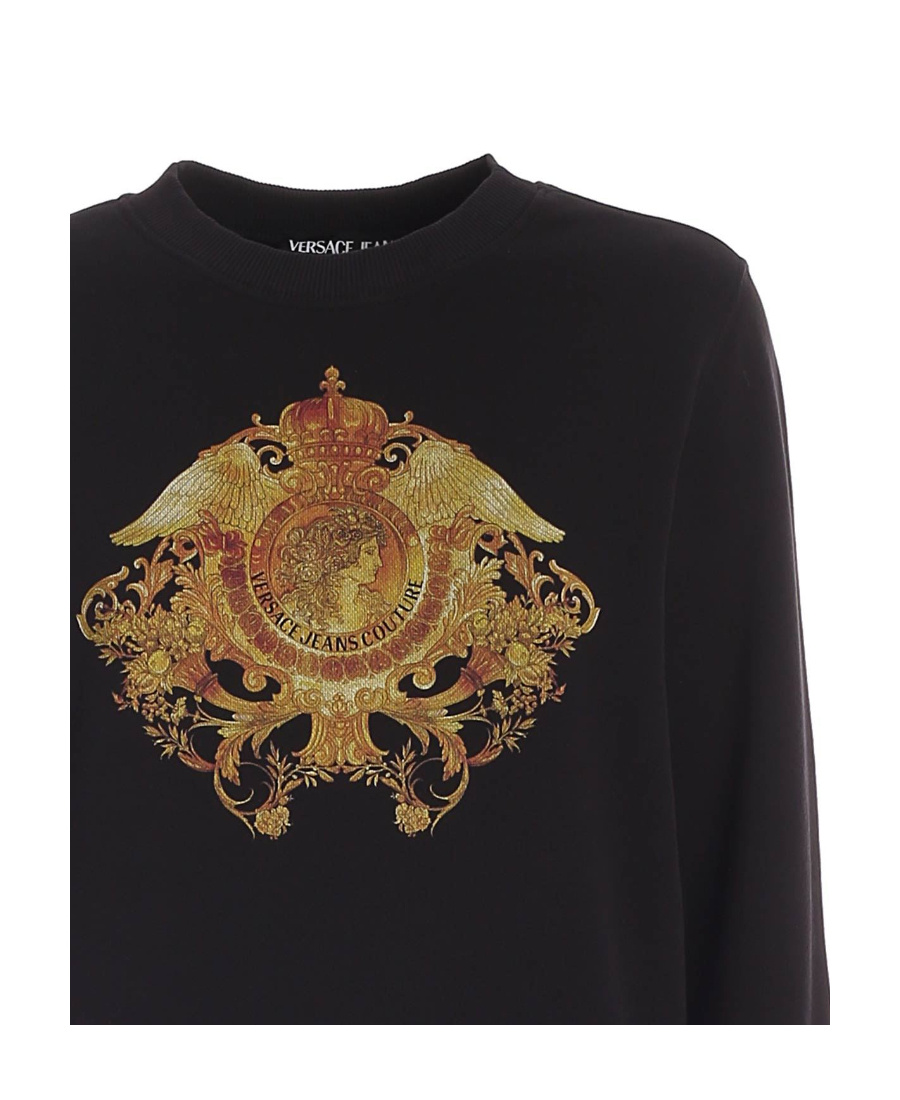 Versace Jeans Rococo Crystal Motif Sweatshirt In Black
