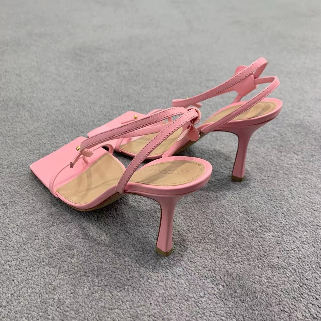 Bottega Veneta Stretch Square-headed Sandals In Pink