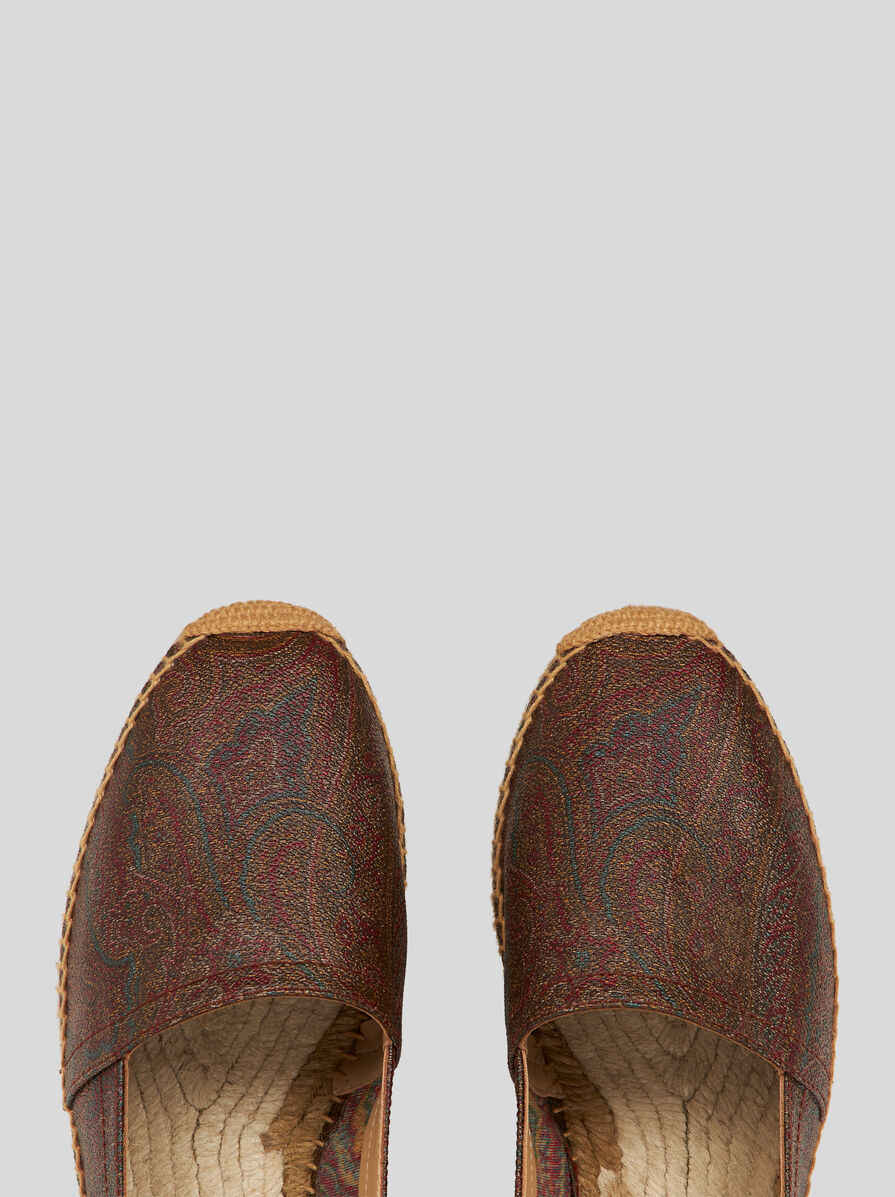 Etro Espadrilles With Paisley Jacquard Canvas And Woven Jute Midsole In Red
