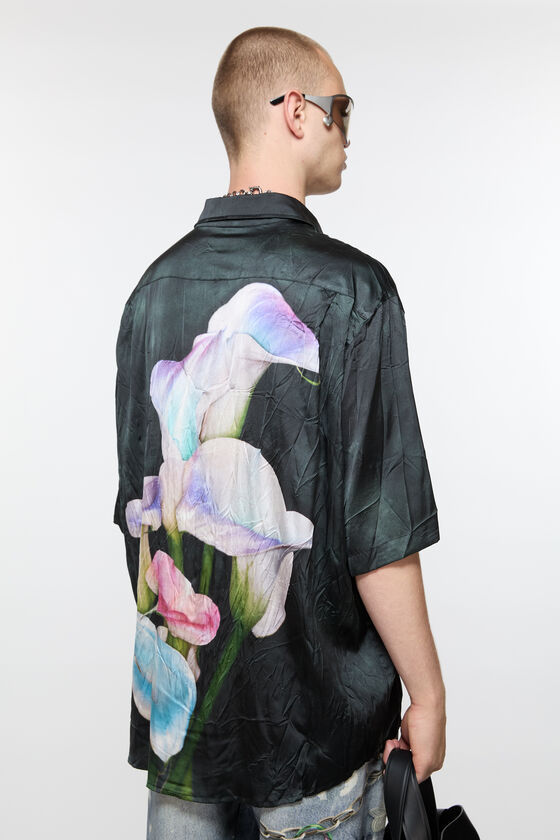 Acne Studios Short-sleeved Button-down Shirt In Black