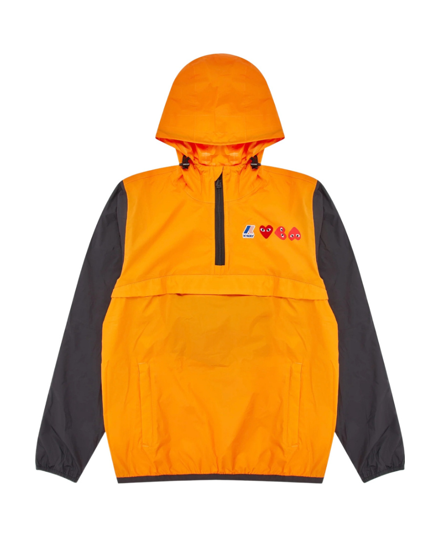 Comme Des Garçons Play K Way Hoodie Half Zip In Orange