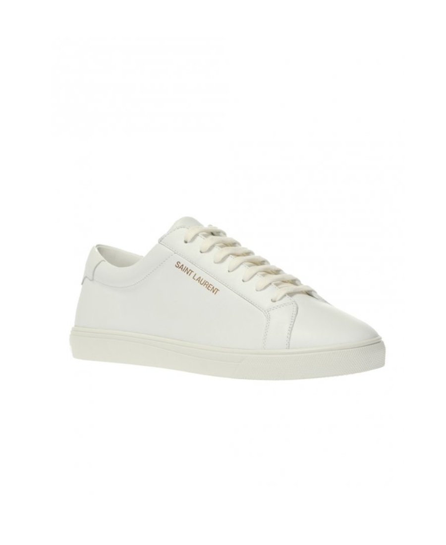 Saint Laurent Andy Low Top Leather Sneakers In White